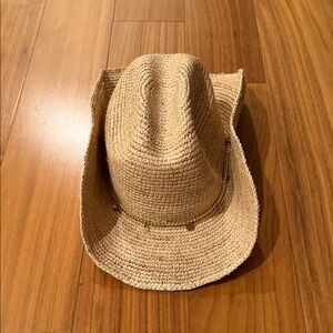 San Diego Hat Company Natural Straw Cowboy Hat with Gold Charm Chain